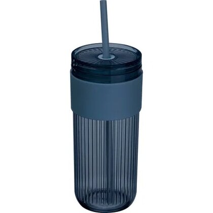 Ribbed cup with straw &ndash; 660ml SOLEDAD