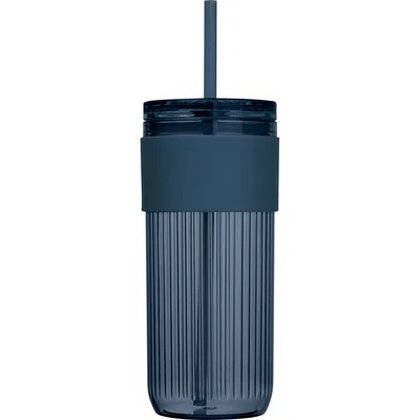 Ribbed cup with straw &ndash; 660ml SOLEDAD
