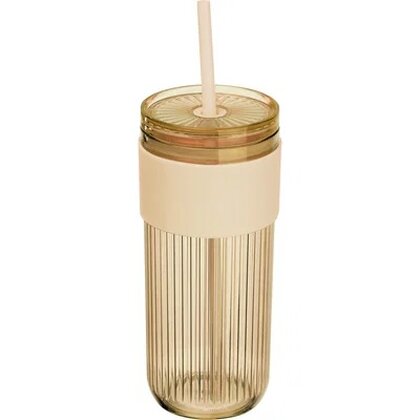 Ribbed cup with straw &ndash; 660ml SOLEDAD