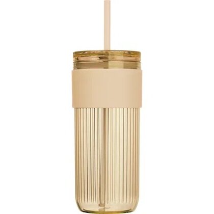Ribbed cup with straw &ndash; 660ml SOLEDAD