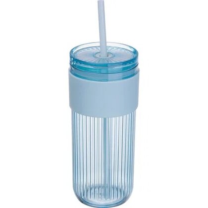 Ribbed cup with straw &ndash; 660ml SOLEDAD