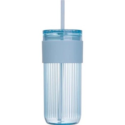 Ribbed cup with straw &ndash; 660ml SOLEDAD