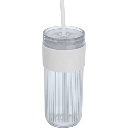 Ribbed cup with straw &ndash; 660ml SOLEDAD