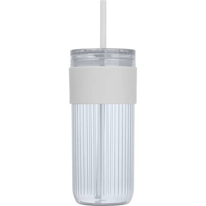 Ribbed cup with straw &ndash; 660ml SOLEDAD