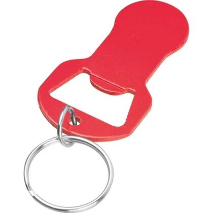 Recycled aluminum keychain with shopping cart release and bottle opener OLIVER