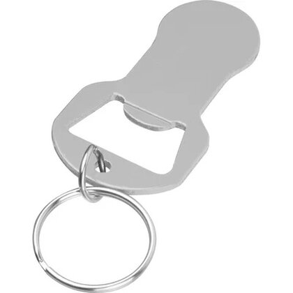 Recycled aluminum keychain with shopping cart release and bottle opener OLIVER