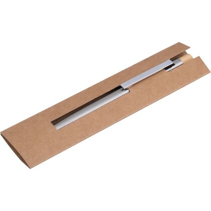 Recycled stainless steel ballpen with bamboo pusher SAVANNAH
