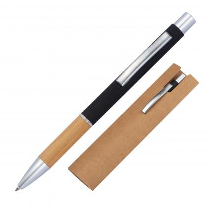 Aluminium push pen with bamboo gripzone WILHELMINA