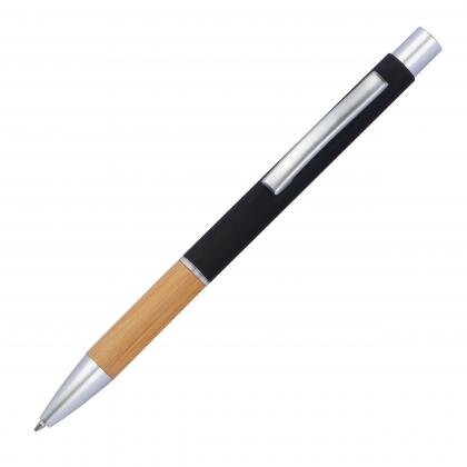 Aluminium push pen with bamboo gripzone WILHELMINA