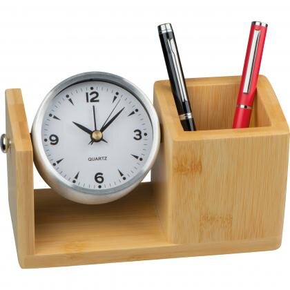 bamboo pencil case with analogue clock VERNON