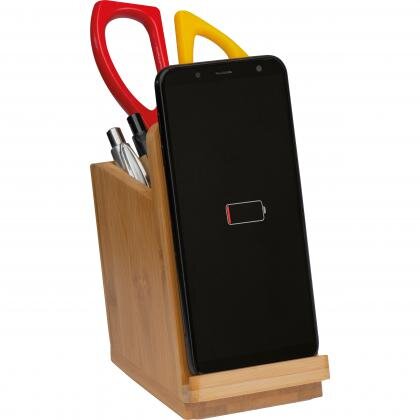 Bamboo wireless charger with pen holder JULIUS