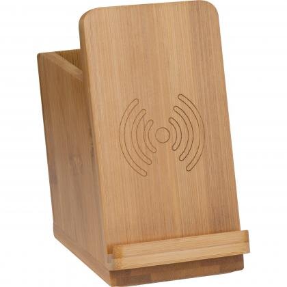 Bamboo wireless charger with pen holder JULIUS