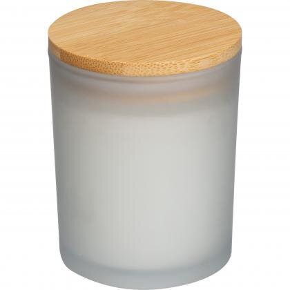 Candle in frosted glass with bamboo lid JOSEFA