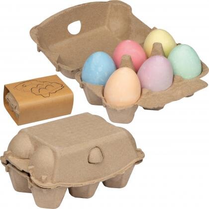 Chalk eggs in cardboard box GIZELA