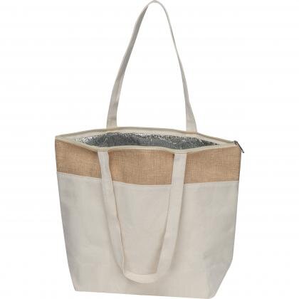 Cooler bag made of 200g cotton and laminated jute CARMELA