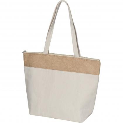 Cooler bag made of 200g cotton and laminated jute CARMELA