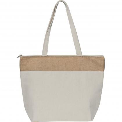 Cooler bag made of 200g cotton and laminated jute CARMELA