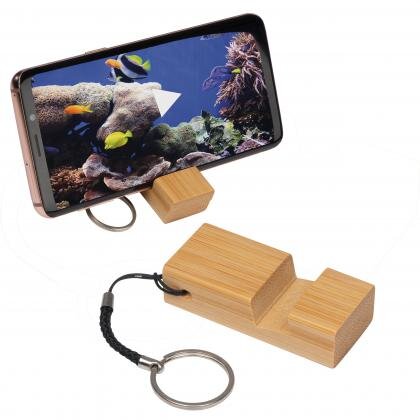 Keychain with mobile stand made from bamboo TABITHA