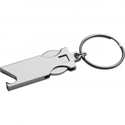 Keychain with shopping coin and bottle opener HILDE