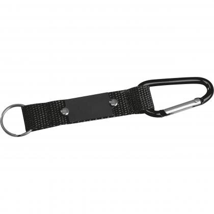 Keyring pendant with carabiner and metal plate PHYLLIS