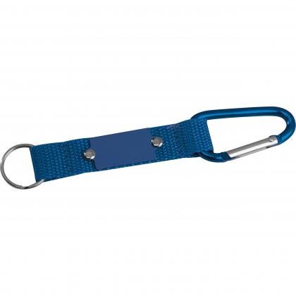 Keyring pendant with carabiner and metal plate PHYLLIS
