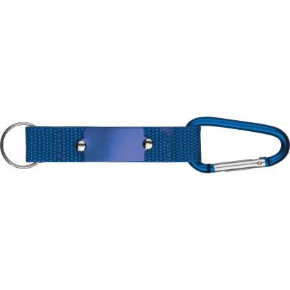 Keyring pendant with carabiner and metal plate PHYLLIS