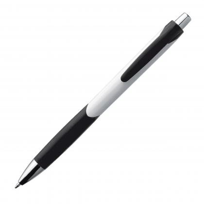 Plastic ball pen with rubber grip zone HARRIET