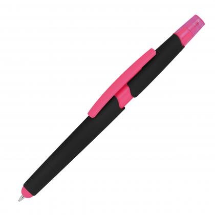 Plastic ballpen with highlighter and touch function EMMETT