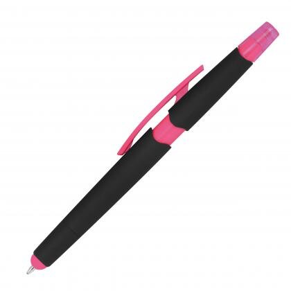 Plastic ballpen with highlighter and touch function EMMETT