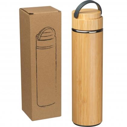 Stainless steel drinking bottle bamboo ESTERA