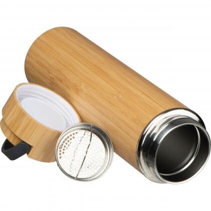 Stainless steel drinking bottle bamboo ESTERA