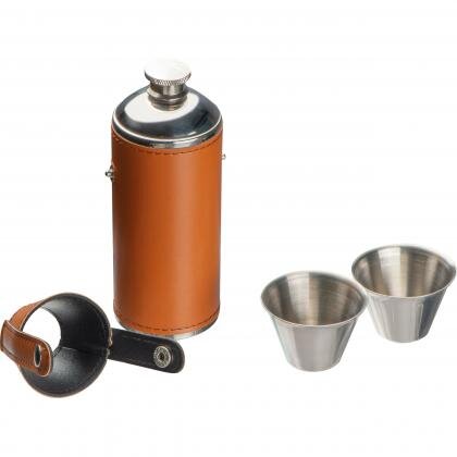 Stainless steel hip flask with 2 pins FILIPINA