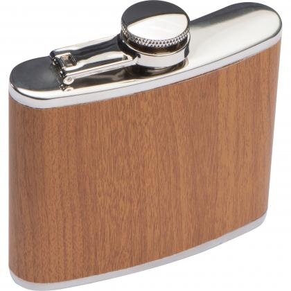 Stainless steel hip flask with wooden coating SUSANNA
