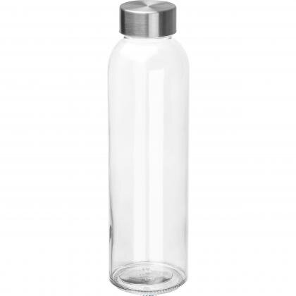 Transparent drinking bottle with grey lid EUGEN