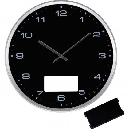 Wall clock with silver frame and click system FRANCISCA