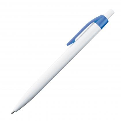 White plastic ball pen with coloured clip BERTA