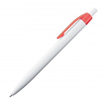 White plastic ball pen with coloured clip BERTA