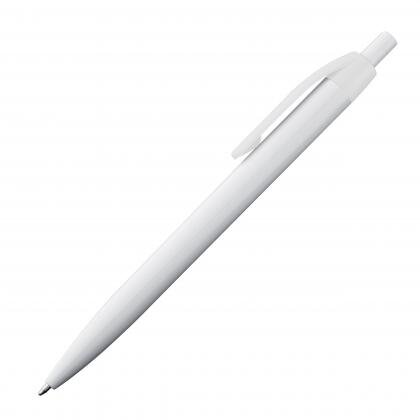 White plastic ball pen with coloured clip BERTA