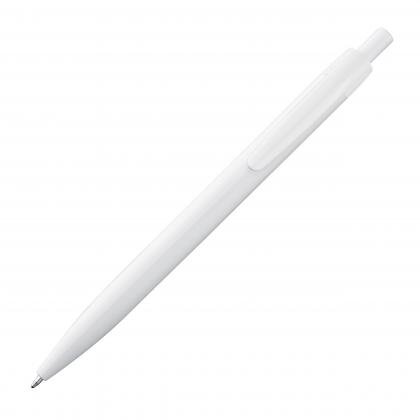 White plastic ball pen with coloured clip BERTA