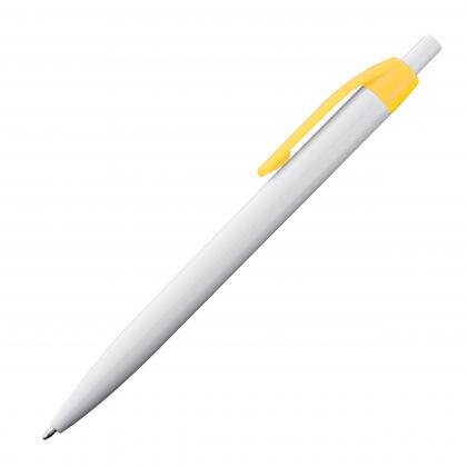 White plastic ball pen with coloured clip BERTA