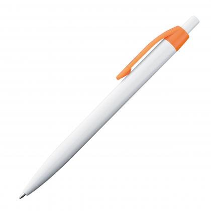 White plastic ball pen with coloured clip BERTA