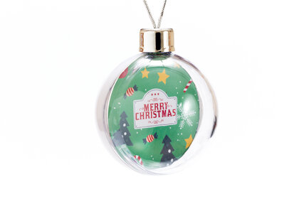 Large Shatter Resistant Clear Plastic Bauble With solid Colour Back