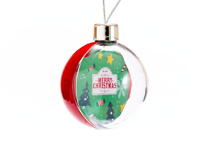 Large Shatter Resistant Clear Plastic Bauble With solid Colour Back