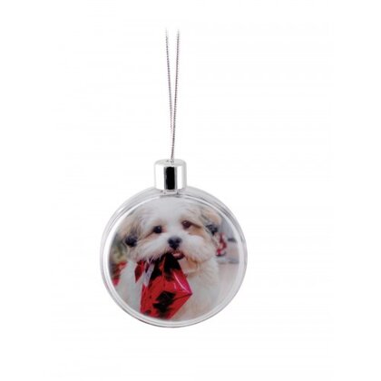 Disc Shaped Clear Plastic Bauble