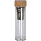 Glass bottle with bamboo lid and 420 ml capacity  HENDRIK