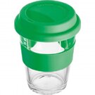 Glass mug with silicon sleeve and lid AMANDA