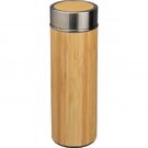 Stainless steel mug with tea strainer in bamboo look 350ml RAMON
