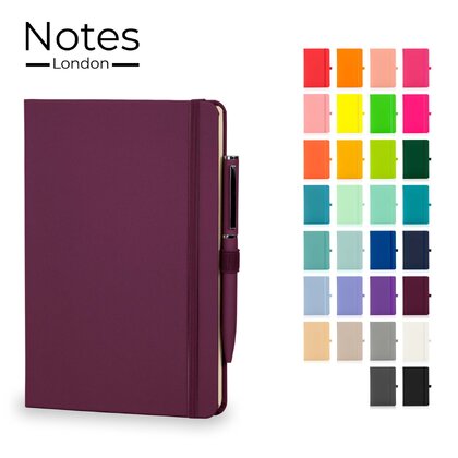 Notes London - Wilson A5 Certified Sustainably Sourced  Notebook & Pen Set in Burgundy