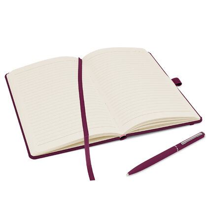 Notes London - Wilson A5 Certified Sustainably Sourced  Notebook & Pen Set in Burgundy