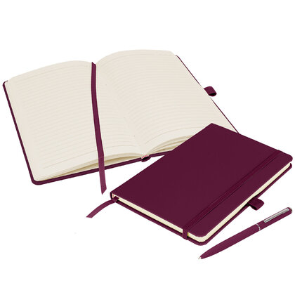 Notes London - Wilson A5 Certified Sustainably Sourced  Notebook & Pen Set in Burgundy